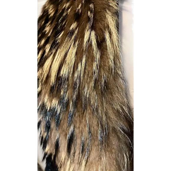 Vintage Gemini Black Full Length Wool Coat Finncoon Raccoon Fur Button Up Collar - Picture 10 of 10